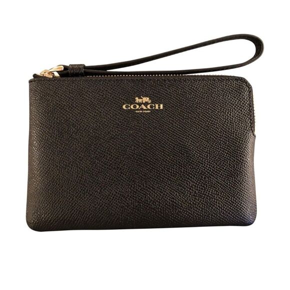 Coach Black Leather Wristlet. (NWT) - Picture 1 of 9